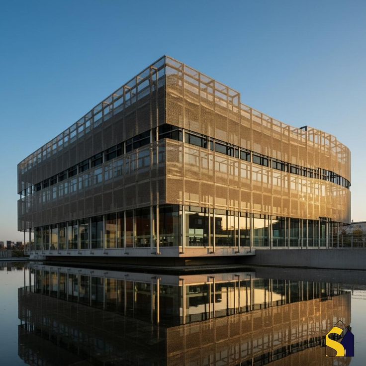 This building is characterized by a secondary skin of bronze