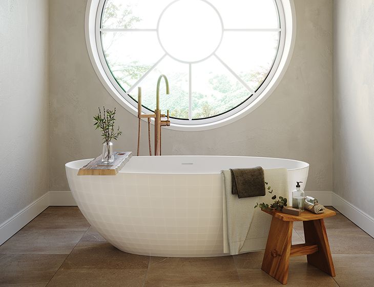 The newly introduced Tayla mineral composite tub from MTI Ba