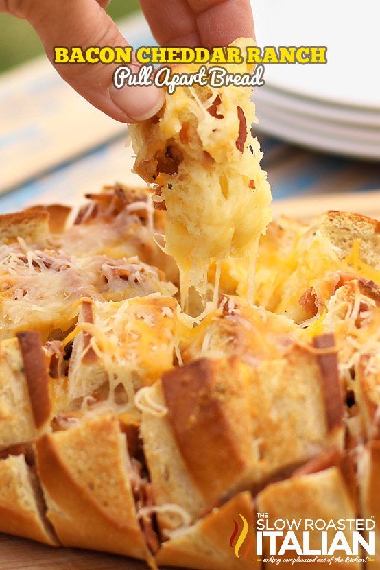 Bacon Cheddar Ranch Pull Apart Bread is addictively deliciou