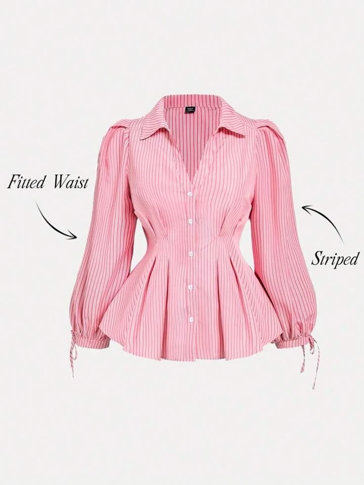 Kawaii korean striped pink top for women