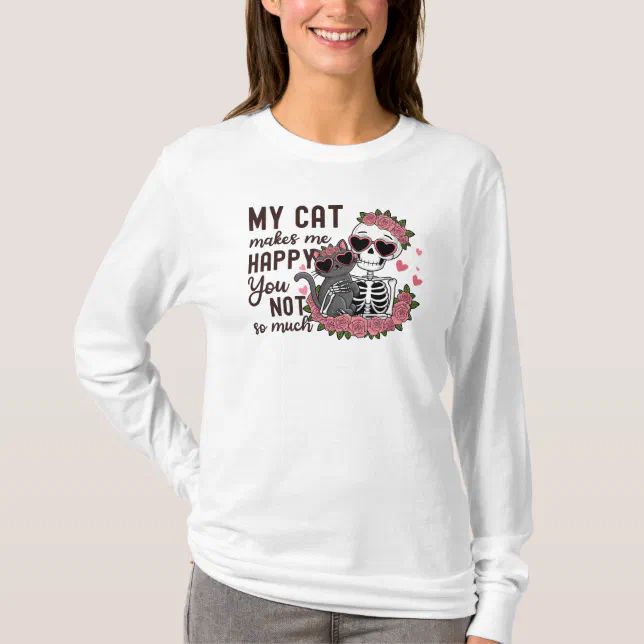 Retro Valentine's Day Skeleton Cat Mom T-Shirt | Zazzle