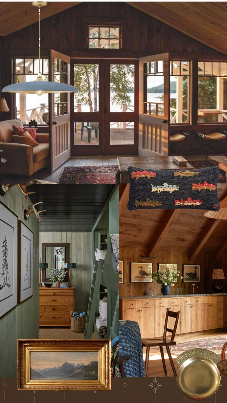 Lake house cabin decor inspiration with rustic wood interior
