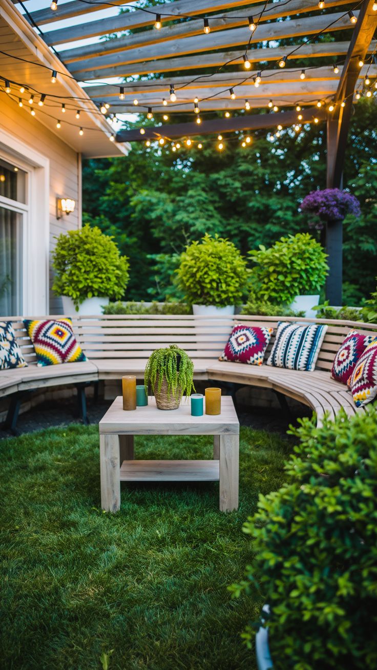 Relaxing patio ideas featuring comfortable seating, soft cus