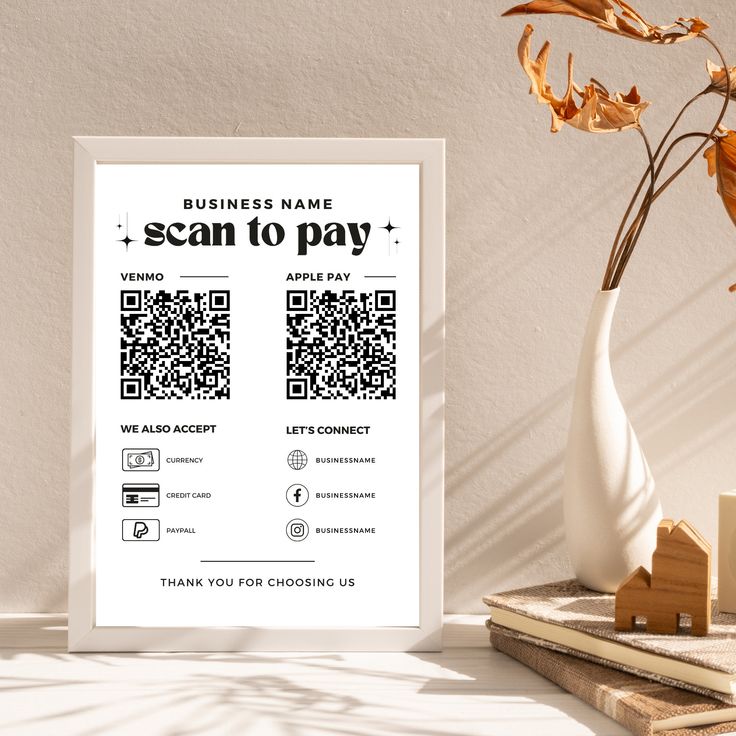 Qr Scan Sign Canva Template Scan to Pay QR Code, DIY Editabl