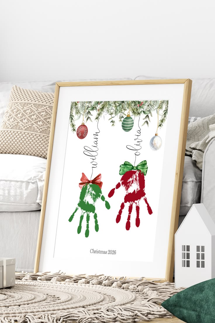 Christmas Gift For Mom | Christmas Handprint Ornament | Chri