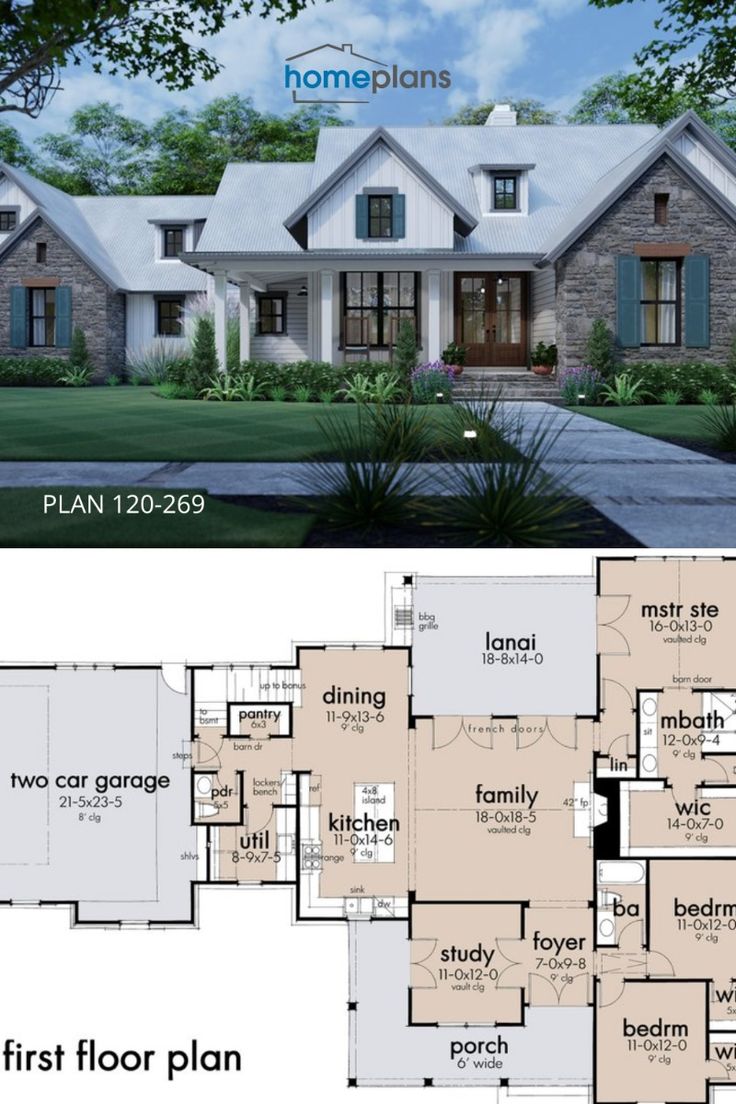 This cottage house plan is 1,988 sq. ft. with a modern open 