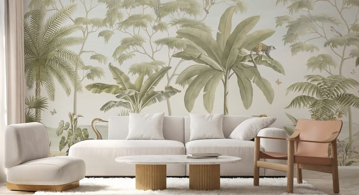 Nocturnal Symphony - Muted Green – enchanting wall mural – P