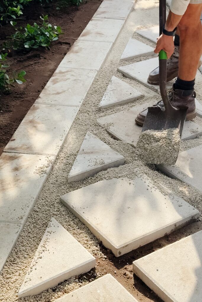DIY Diamond Paver and Turf Walkway