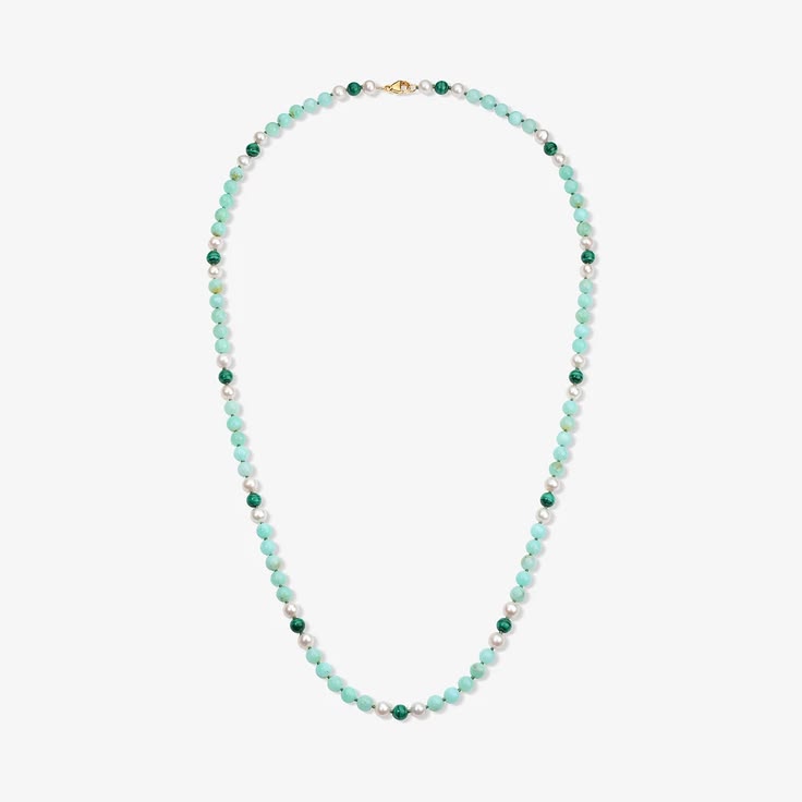 Kendall Chrysoprase Necklace with Pearls & Malachite