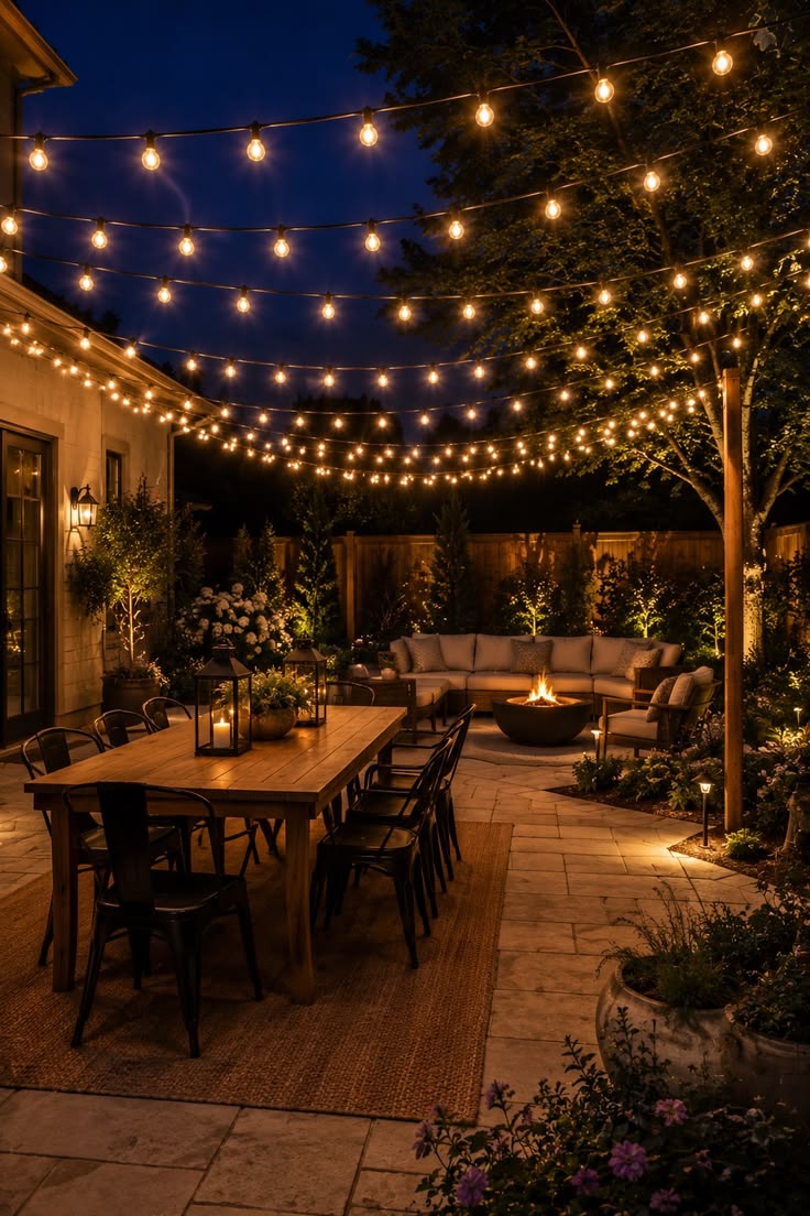 Transform your patio after sunset with warm string lights ou