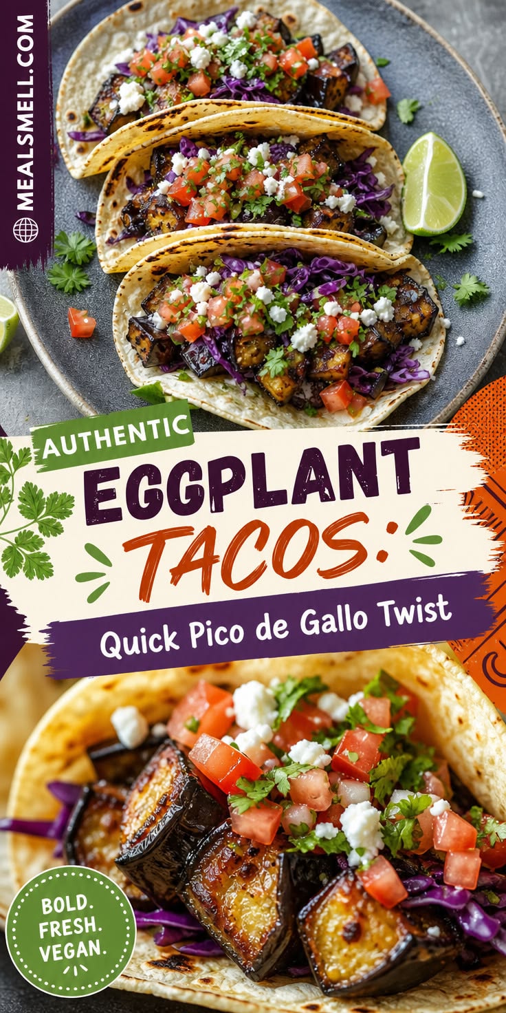Savor the bold flavors of our Pico de Gallo Eggplant Tacos! 