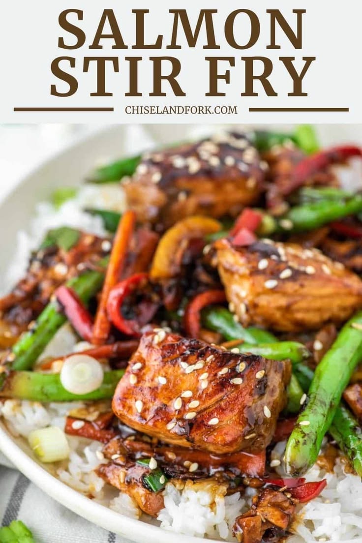 This salmon stir fry is a quick and flavorful dinner packed 
