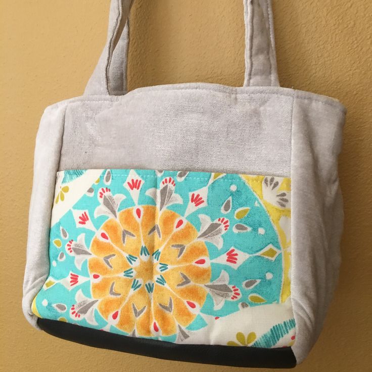 Florence#1648, Ultra Sued and Designer Fabric Project Bag, S