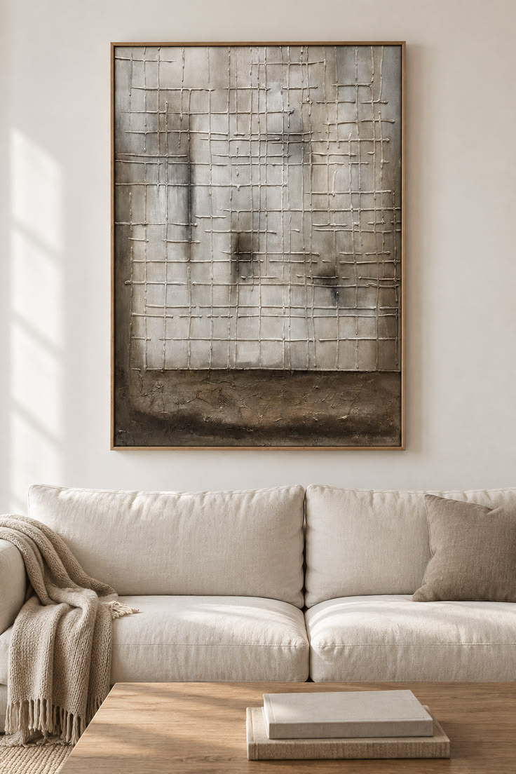 Give your living room depth with this large hand-painted abs