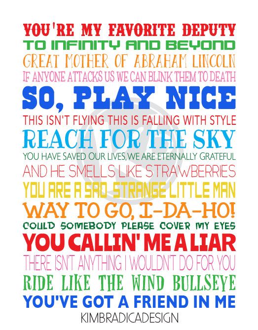 Toy Story Movie Quotes 11x14 Digital Print by KimBradicaDesi