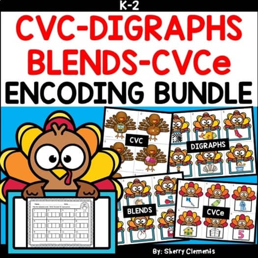 Turkey | BUNDLE | CVC | Digraphs | Blends | CVCe | Encoding 