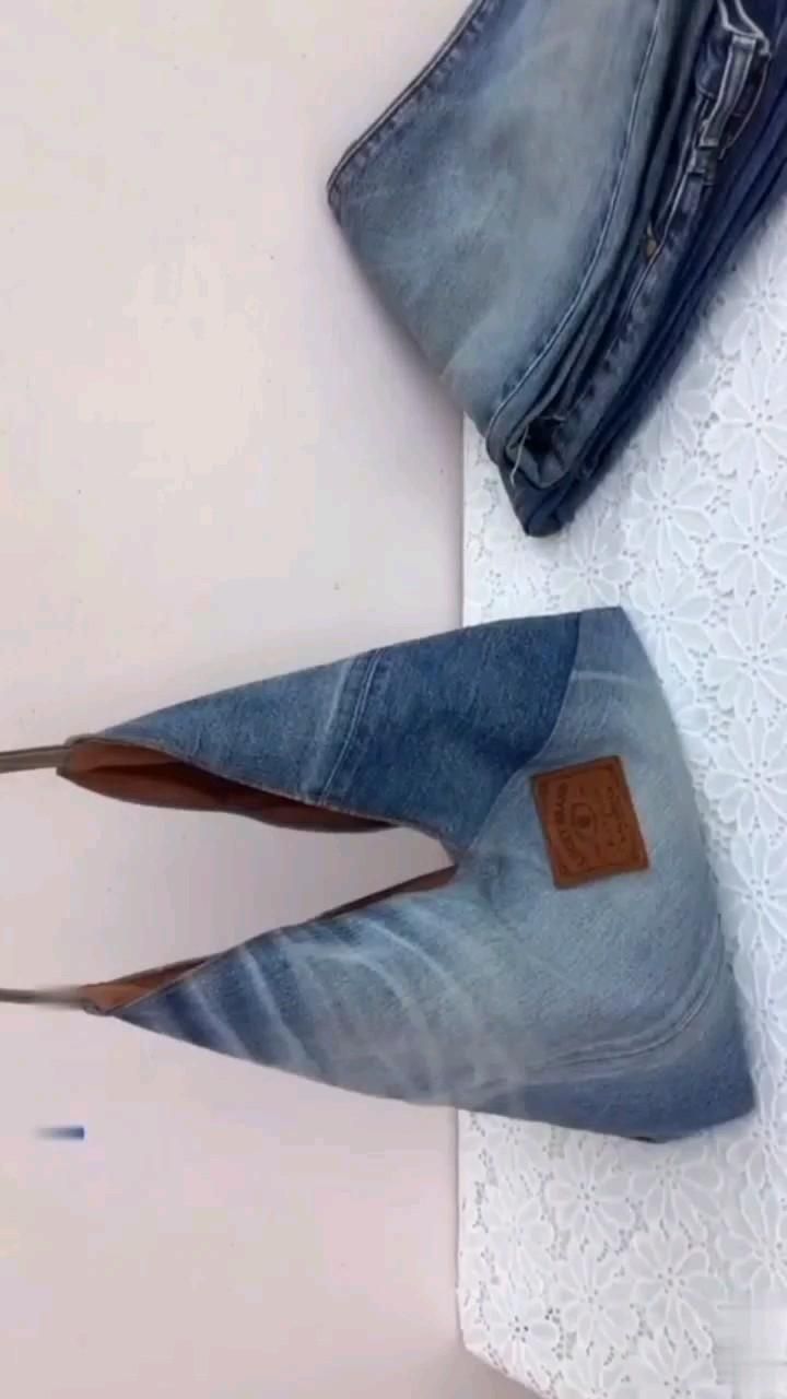 How to sew denim hobo bag tutorial👜   #project #shorts #diy 