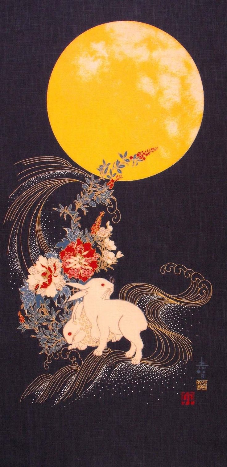 In Japanese folklure, the rabbit (usagi) resides on the moon