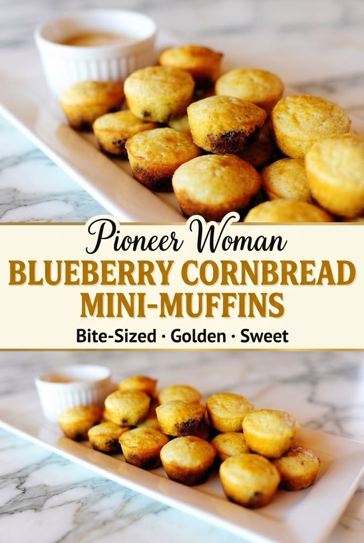 These blueberry cornbread mini-muffins are made with yellow 