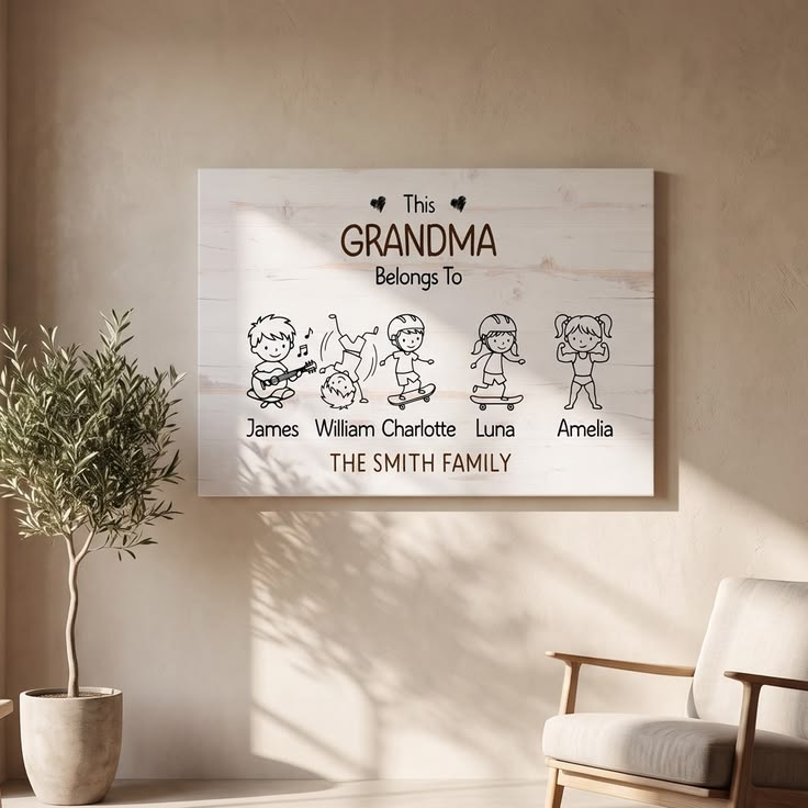 Personalized This Grandma Belongs To Canvas – Cute Doodle Ki