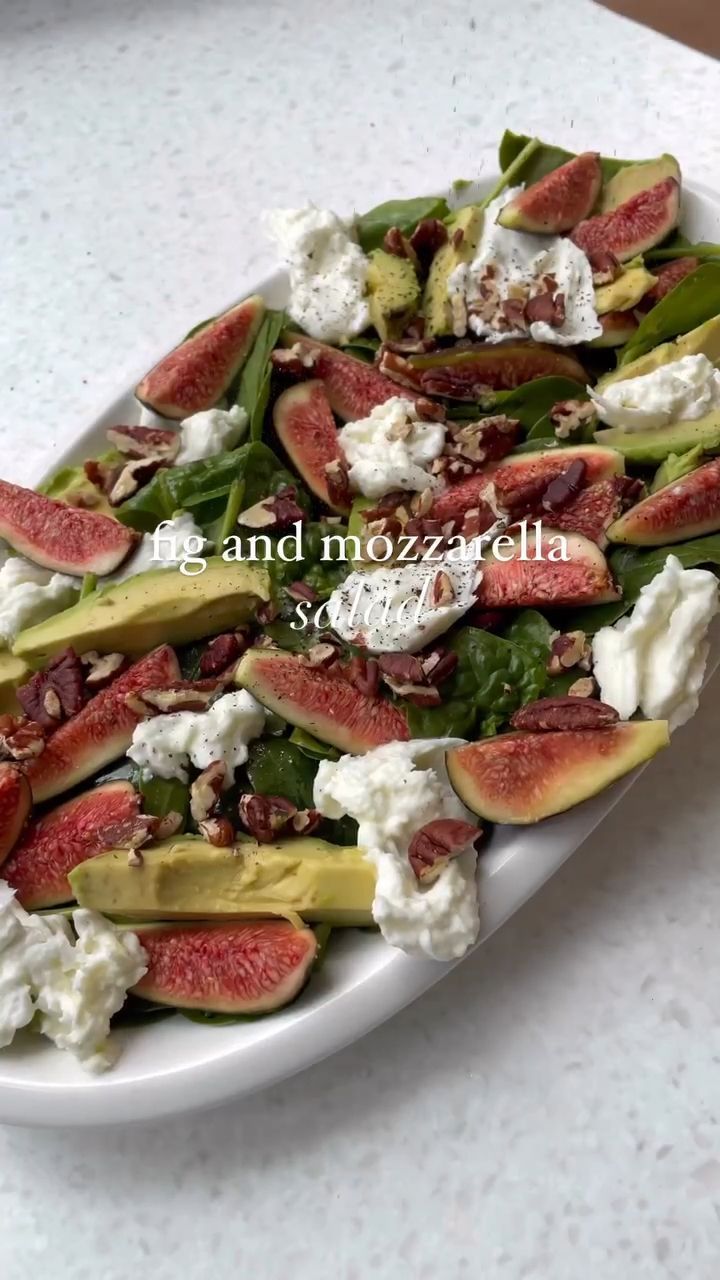 Figs, avocado and torn Buffalo mozzarella, drizzled with bal