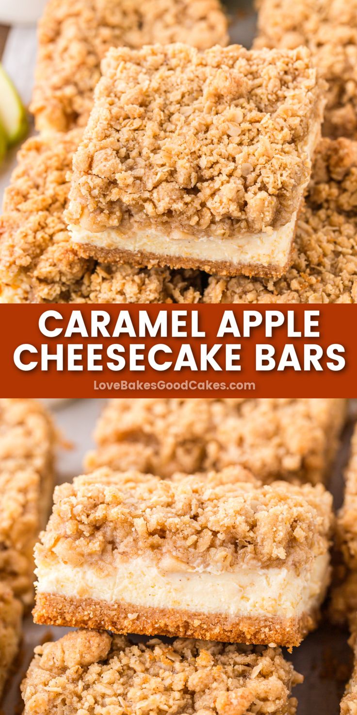 Caramel Apple Cheesecake Bars bring together apples, cheesec