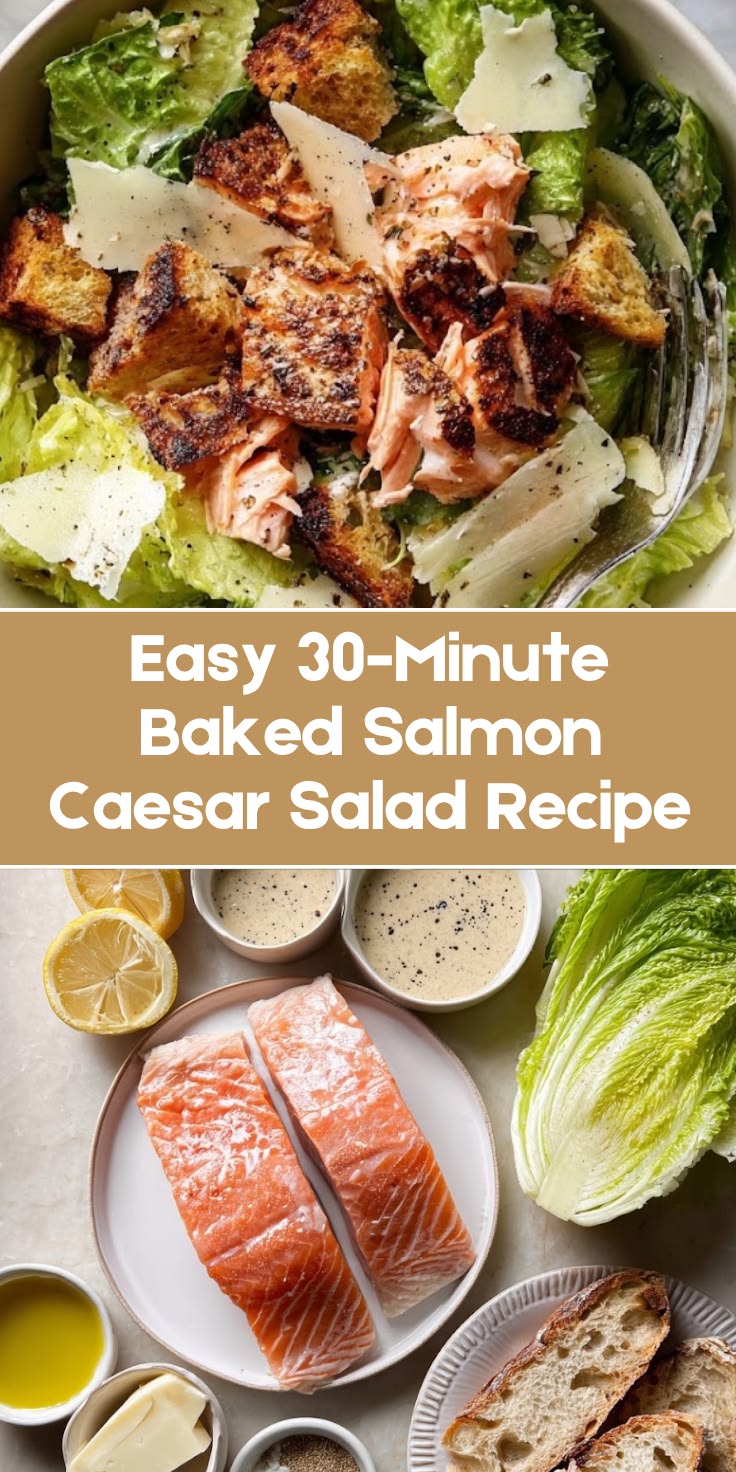 This baked salmon Caesar salad is a quick and tasty dinner p