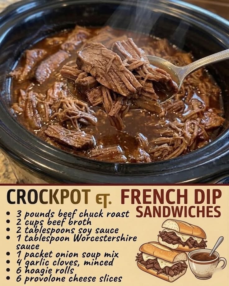 Slow - Crockpot French Dip Sandwiches  Melt-in-your-mouth sl