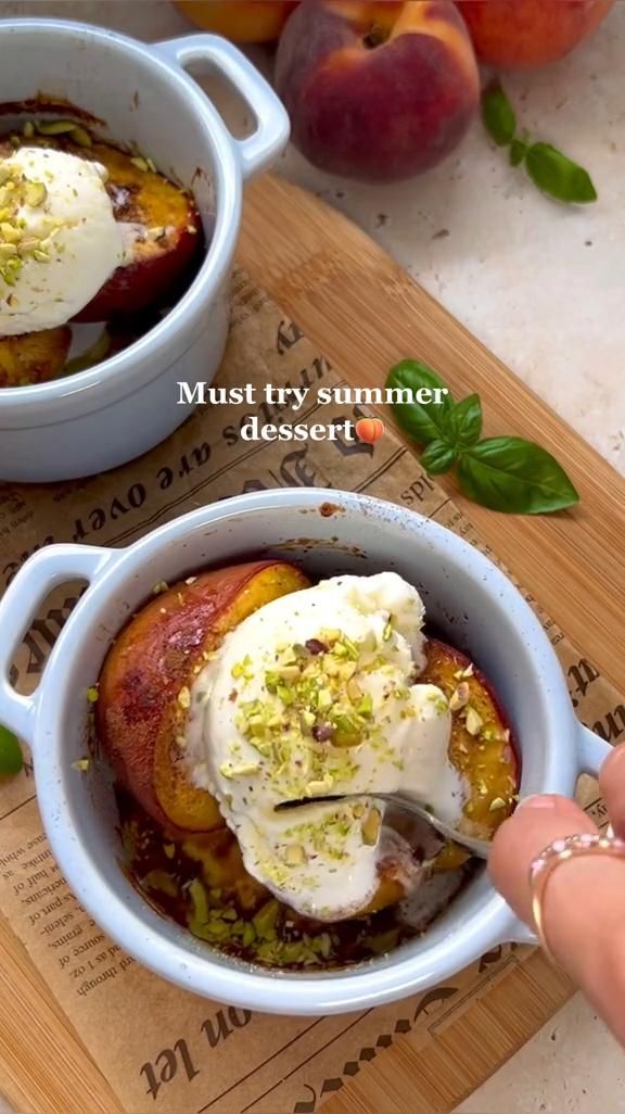 Must try summer dessert 🍑🍦🍑🍦 Ingredients: 2 peaches 20 g but