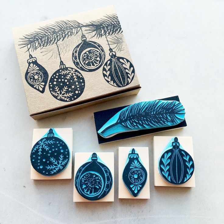 Vintage Christmas Tree Ornaments Rubber Stamps Christmas Tre