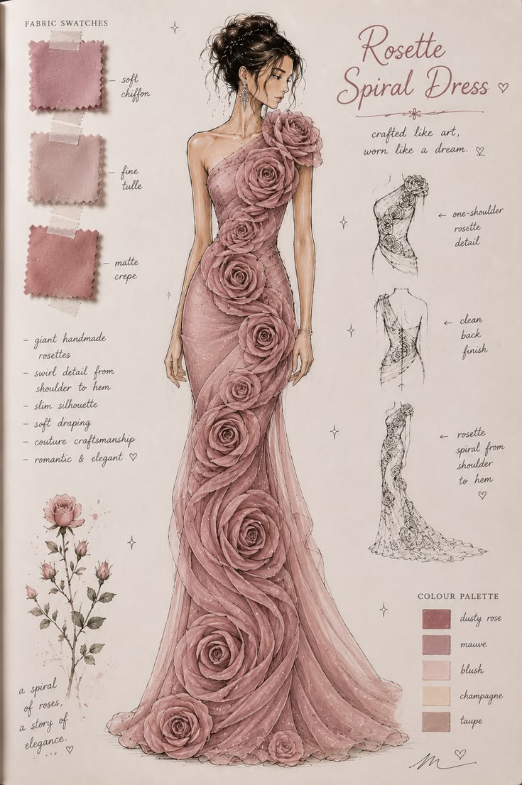 Romantic couture meets sculptural artistry in this Rosette S