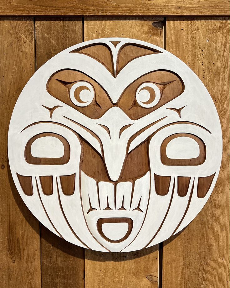 Hand carved and painted cedar panel by George Stokes (Squami