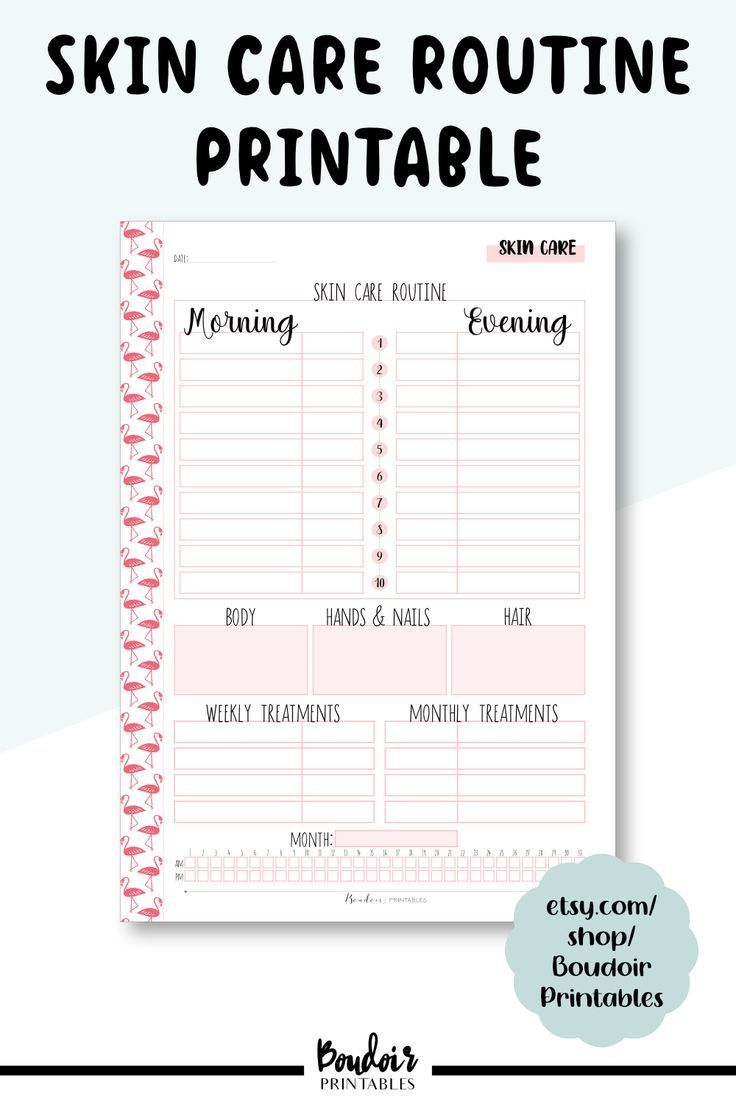 Plan your skin care and beauty routine with our printable pl
