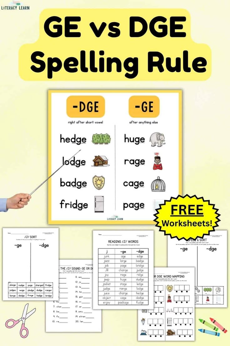 Learn all about the ge vs. dge long spelling rule. You'll fi