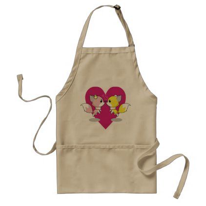 Valentine's Day kawaii in love with pink heart Adult Apron -