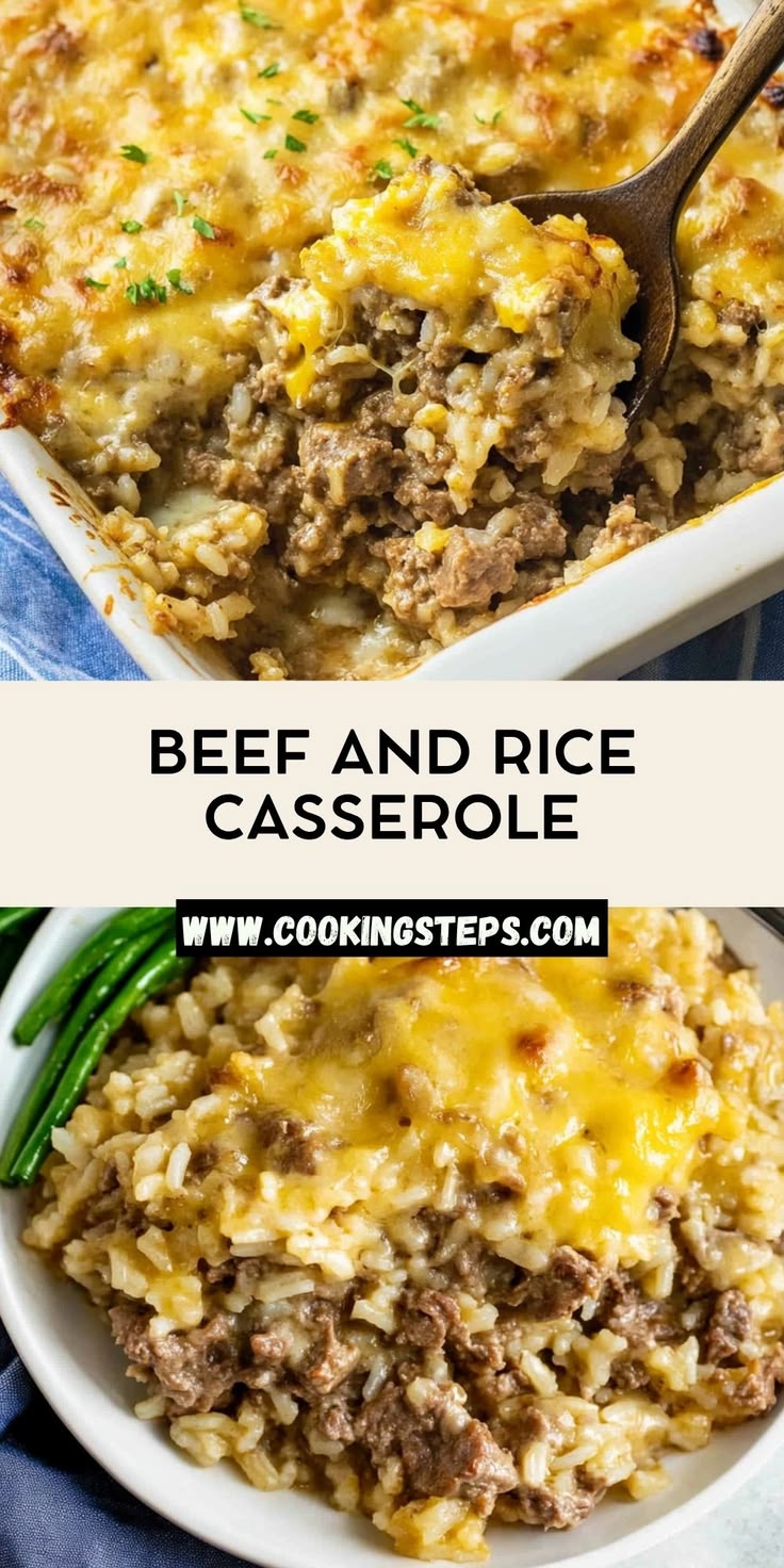 Beef and rice casserole bakes ground beef, rice, sauce, and 