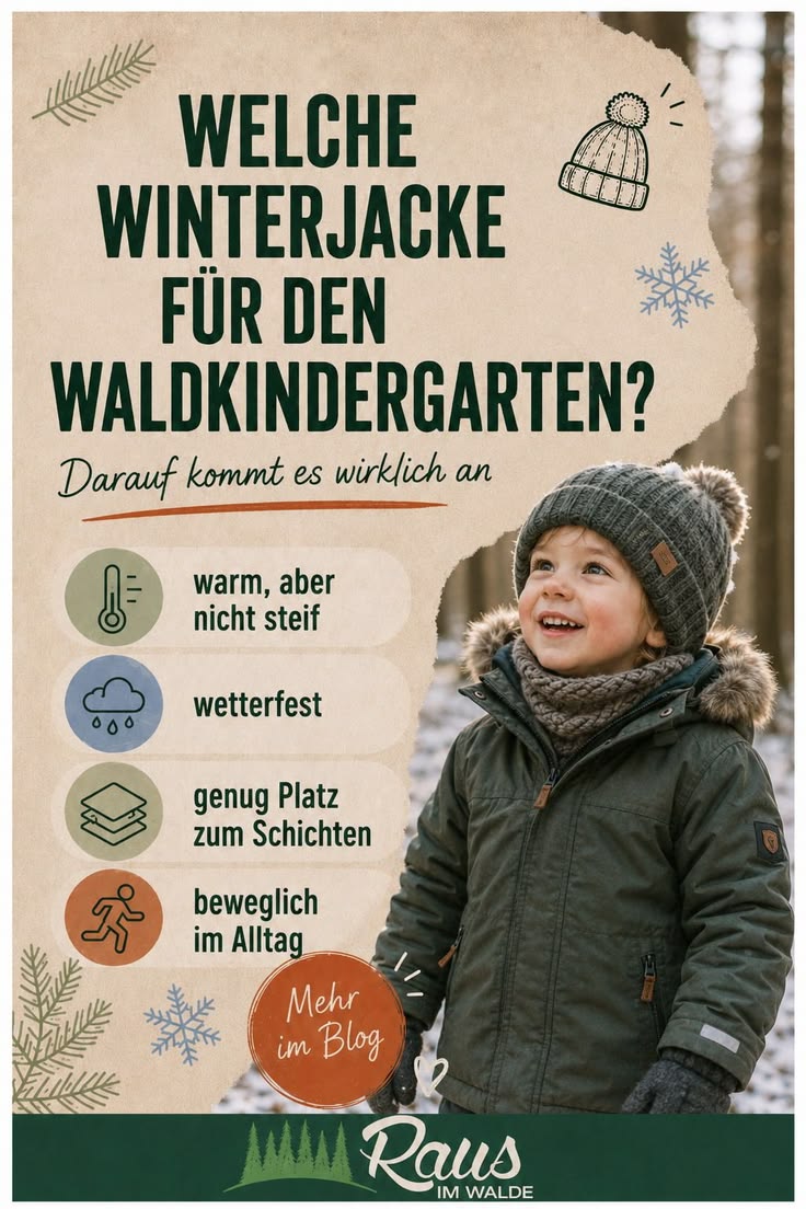 Eine gute Winterjacke für den Waldkindergarten muss warm, we