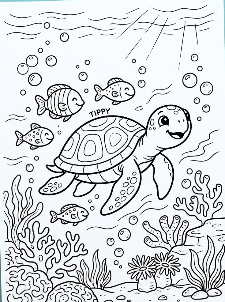 Enjoy easy turtle coloring pages designed for young kids. Si