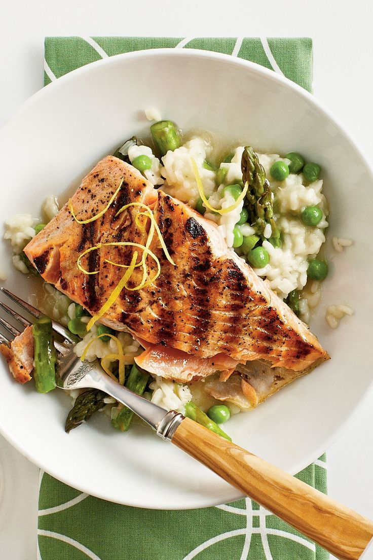 Salmon with Quick Spring Risotto