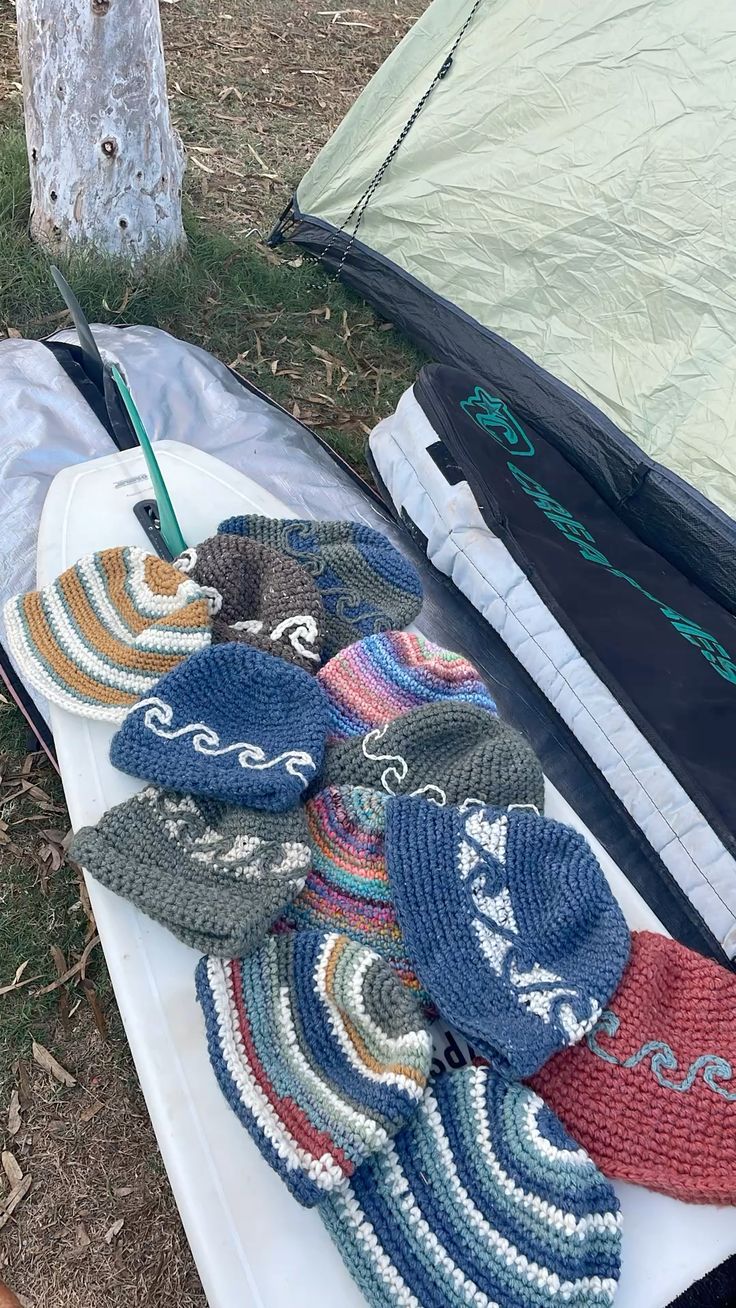 My salty yarn hats venturing with me up the coast