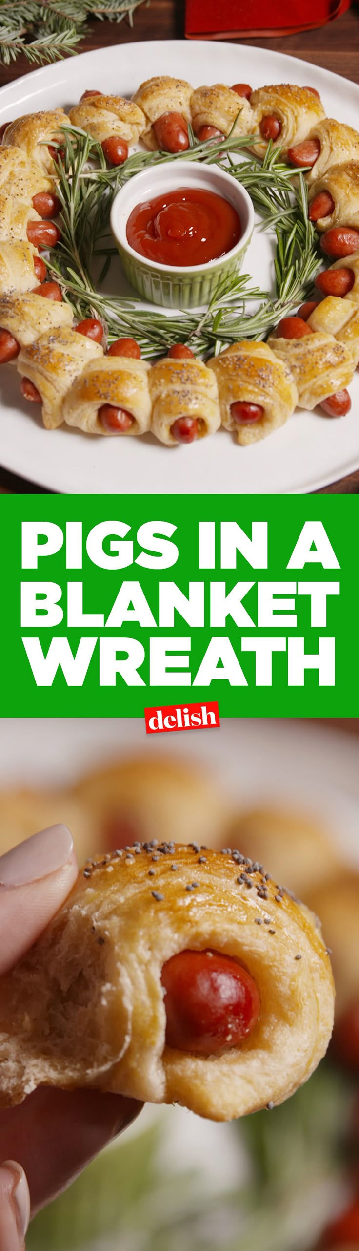 This Pigs in a Blanket Wreath will go faster than Santa's sl