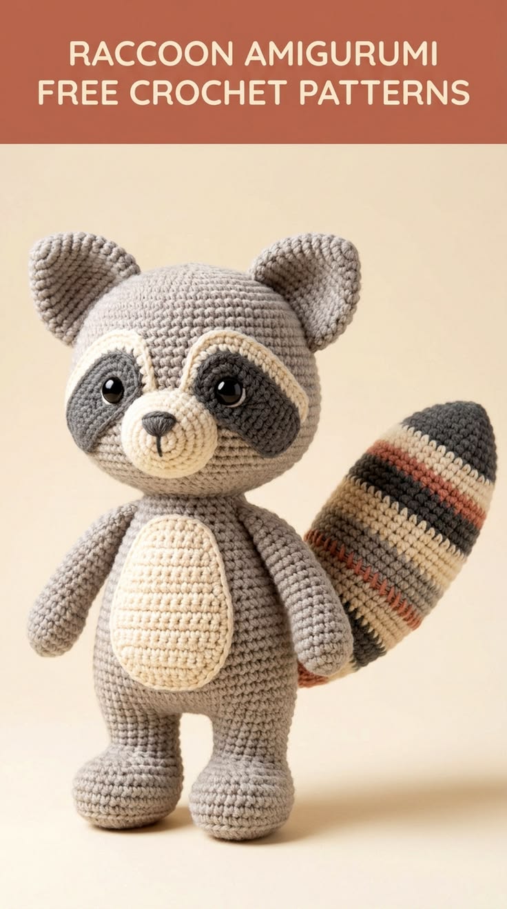 Create adorable Raccoon Amigurumi with these free crochet pa
