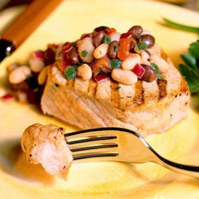 Pork Chops with Black-and-White Salsa