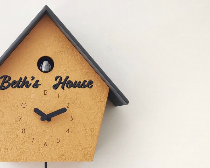 Personalized Cuckoo Clock Concrete Coated Amber Painted With