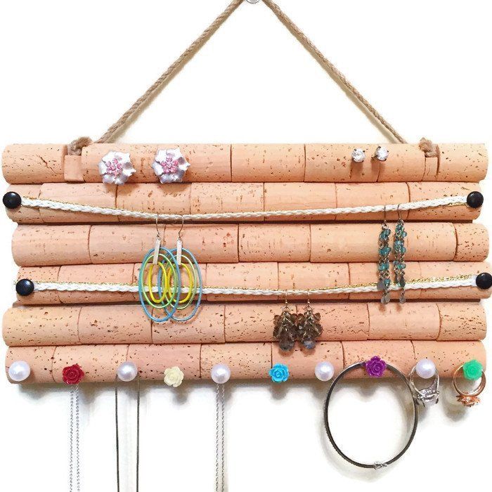 Wine Cork Jewelry Organizer - a handmade jewelry hanger made