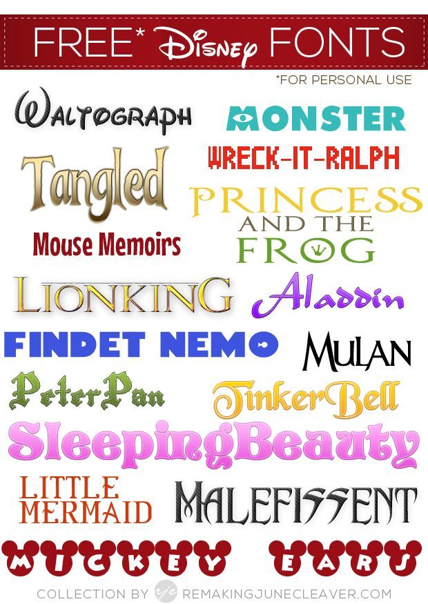 Free Disney Fonts [Please note: Due to copyright, Disney fon