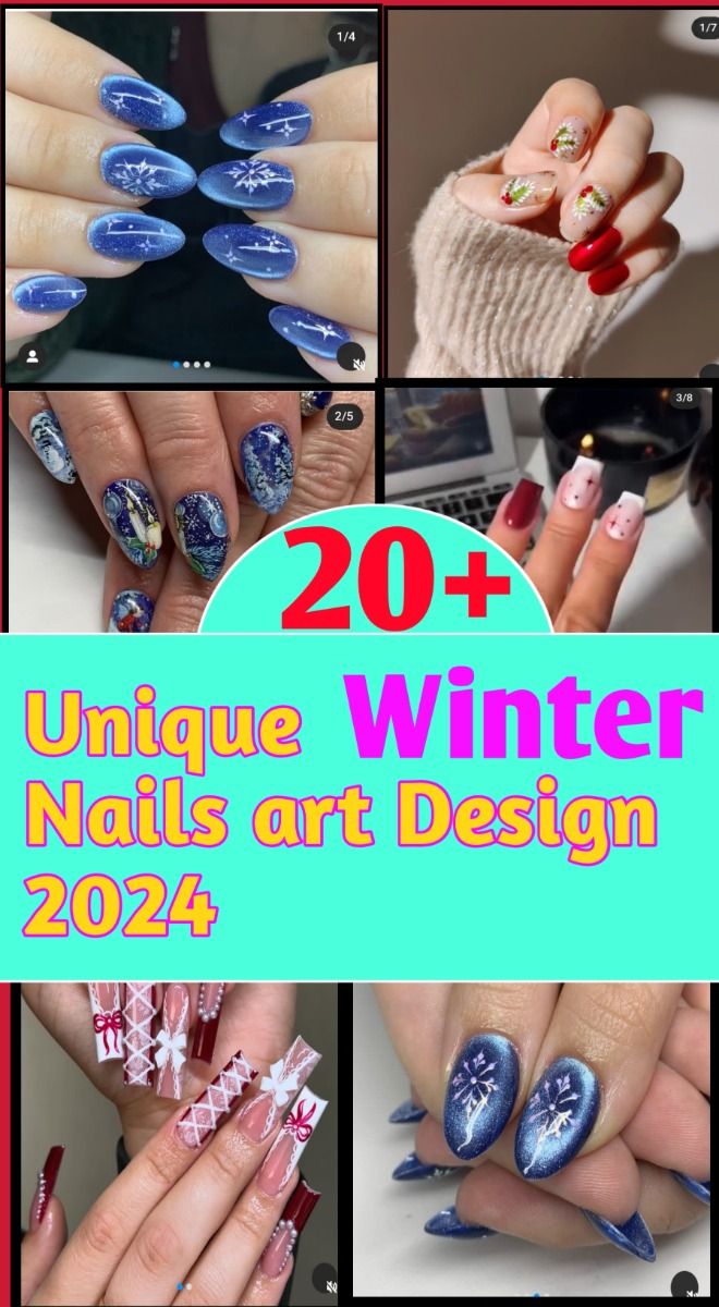Mix and match snowflakes, glitter, and wintery hues for nail