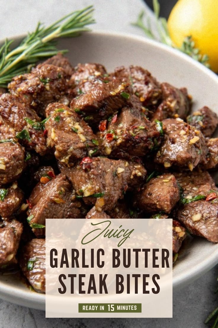 Garlic herb butter steak bites create a restaurant style din