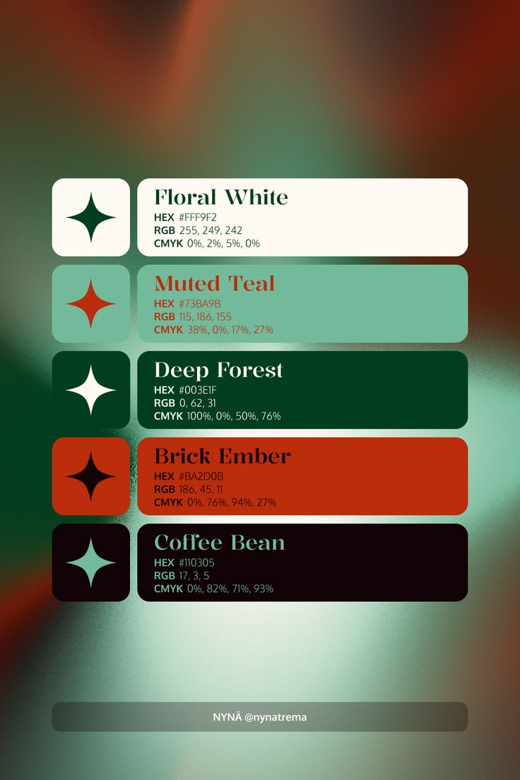 Color palette ideas for your art creations, HEX, RGB and CMY