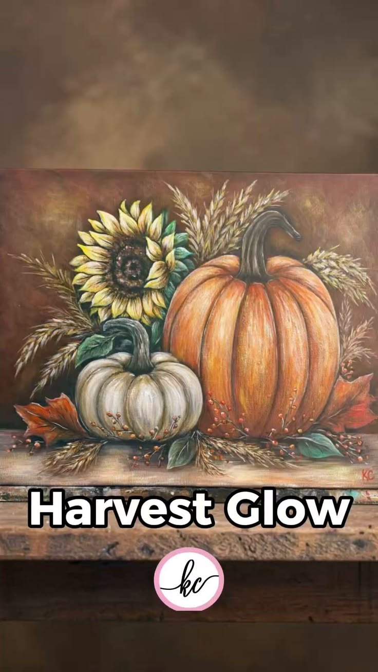 Harvest Glow is a warm and cozy fall acrylic painting idea f